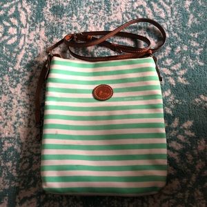 Dooney summer crossbody Aqua and white